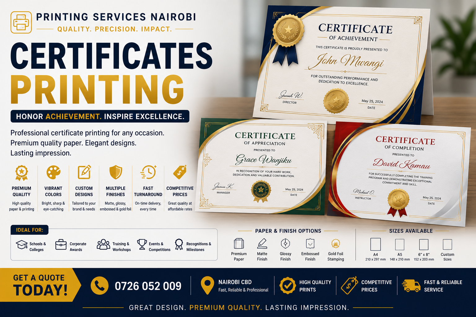 Certificates Printing in nairobi