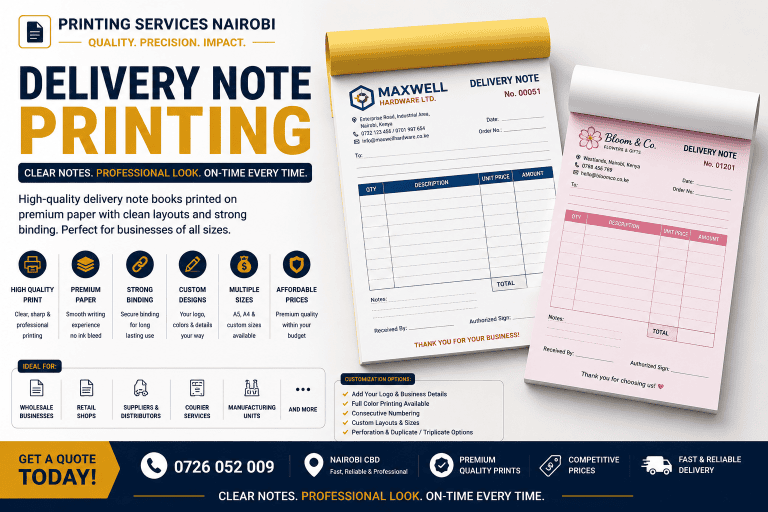 Delivery Note Printer Machine Delivery Note Printing Services Nairobi ☑️ Branding Service