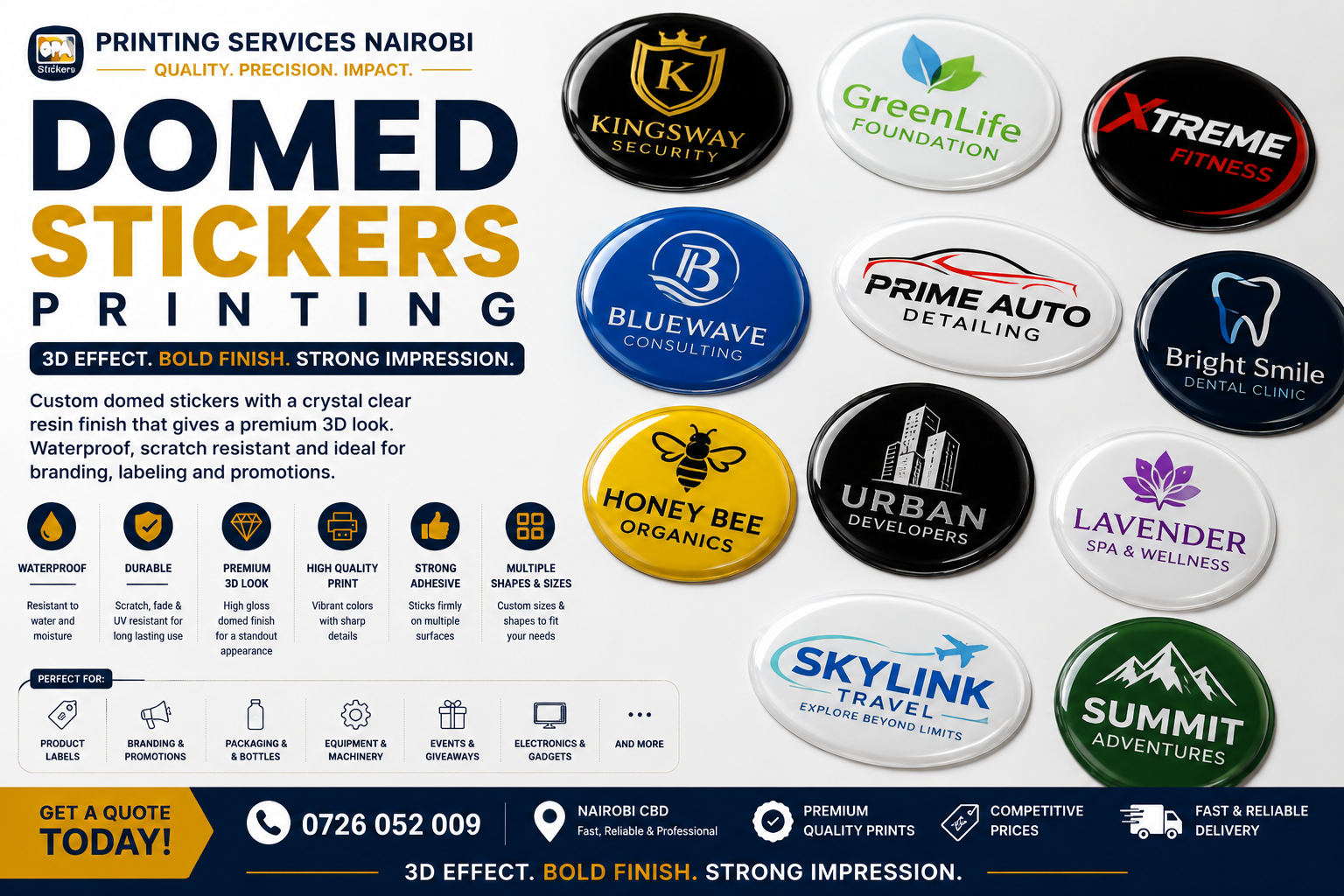 Domed Stickers Printing in nairobi