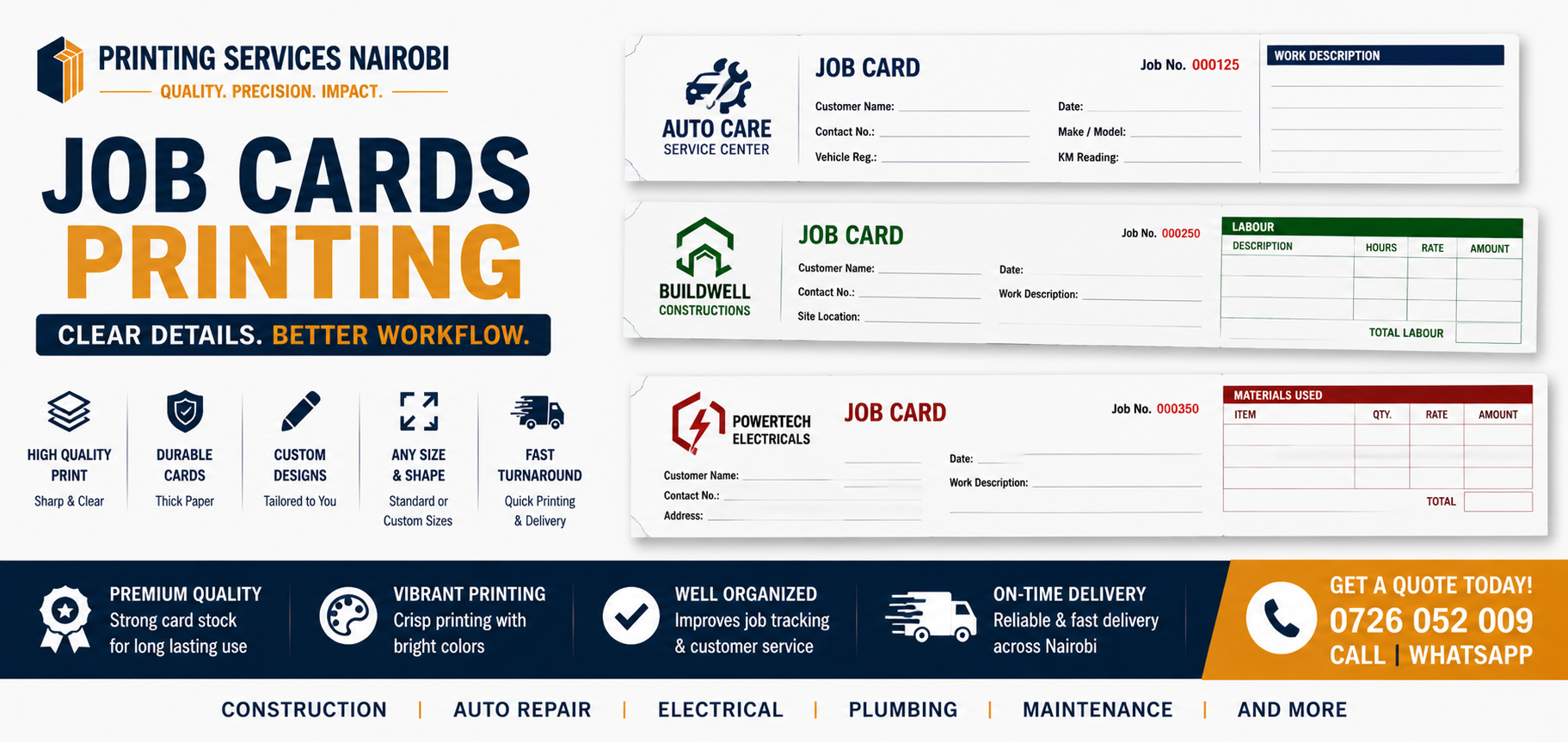 Job Cards Printing